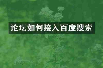 论坛如何接入百度搜索