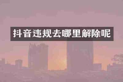 抖音违规去哪里解除呢