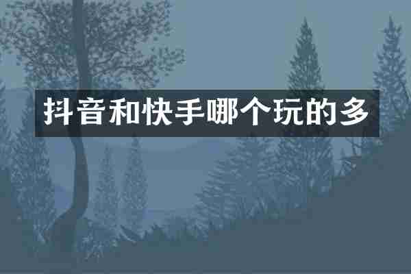 抖音和快手哪个玩的多