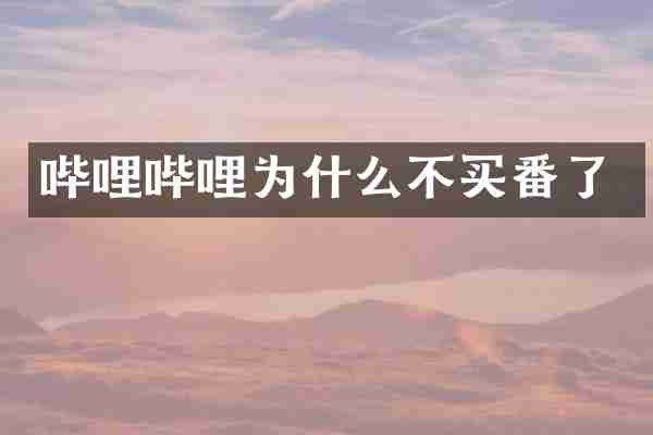 哔哩哔哩为什么不买番了