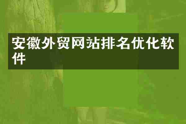 安徽外贸网站排名优化软件