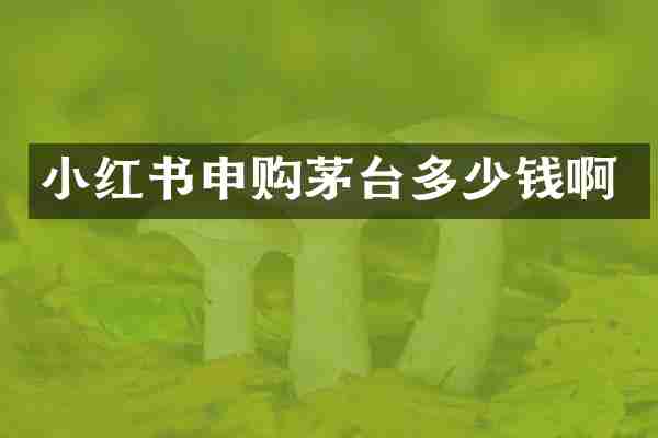 小红书申购茅台多少钱啊