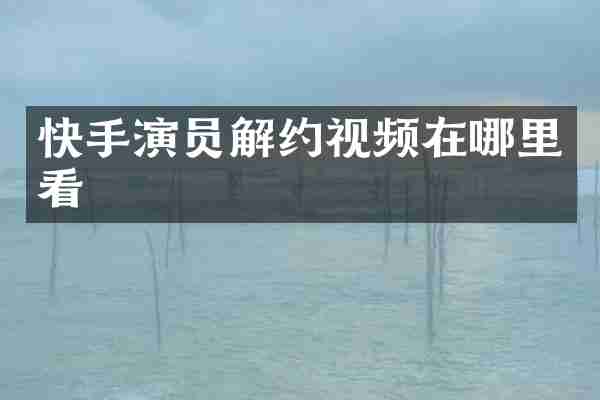 快手演员解约视频在哪里看