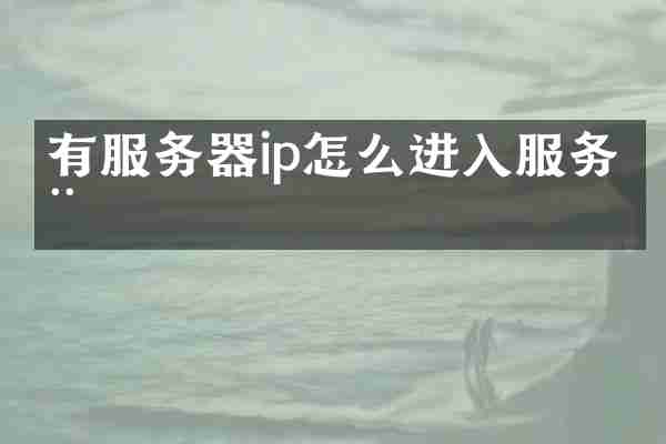 有服务器ip怎么进入服务器