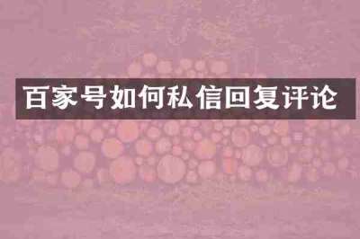 百家号如何私信回复评论