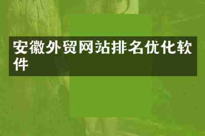 安徽外贸网站排名优化软件