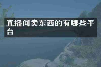 直播间卖东西的有哪些平台