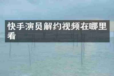 快手演员解约视频在哪里看
