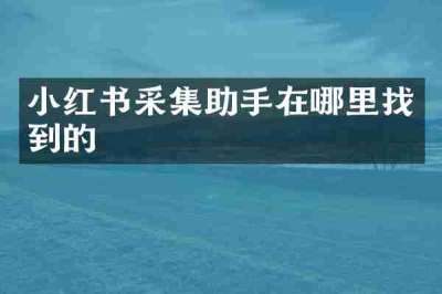 小红书采集助手在哪里找到的
