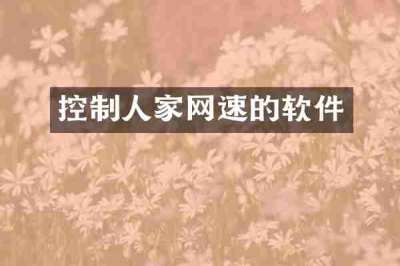控制人家网速的软件