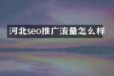 河北seo推广流量怎么样
