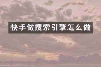 快手做搜索引擎怎么做