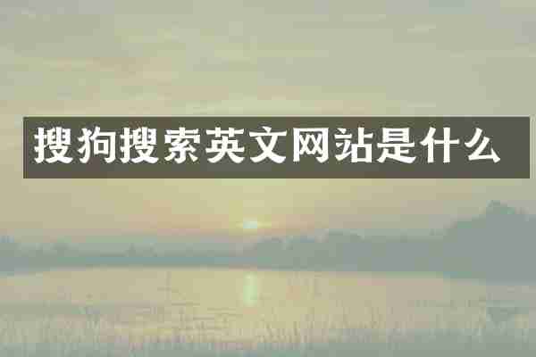 搜狗搜索英文网站是什么