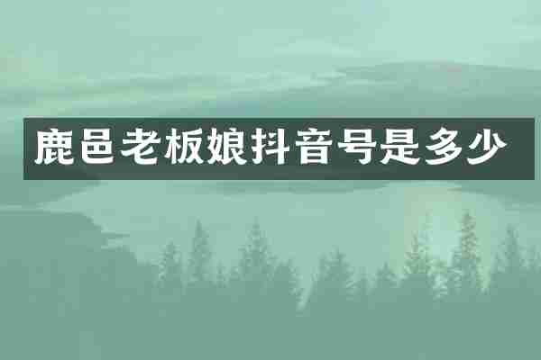 鹿邑老板娘抖音号是多少