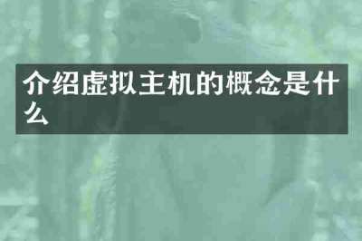 介绍虚拟主机的概念是什么