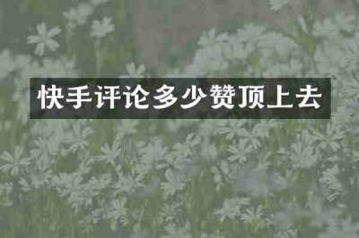 快手评论多少赞顶上去