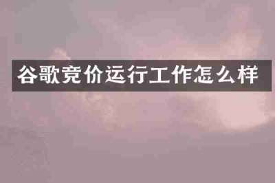 谷歌竞价运行工作怎么样