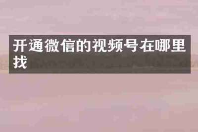 开通微信的视频号在哪里找