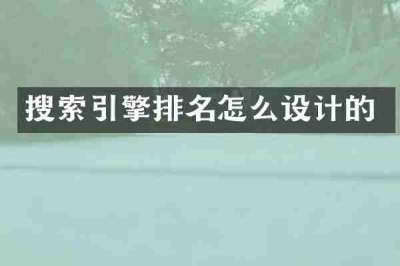 搜索引擎排名怎么设计的
