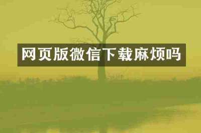 网页版微信下载麻烦吗
