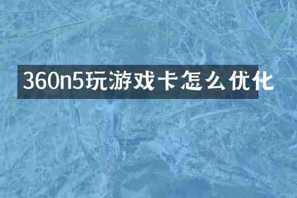 360n5玩游戏卡怎么优化