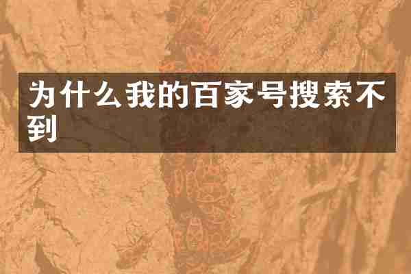为什么我的百家号搜索不到