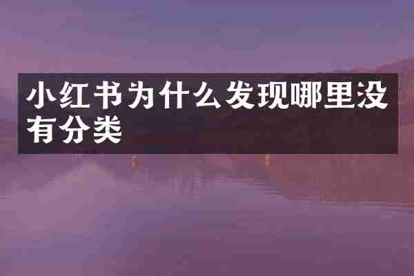 小红书为什么发现哪里没有分类