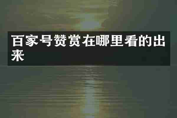 百家号赞赏在哪里看的出来