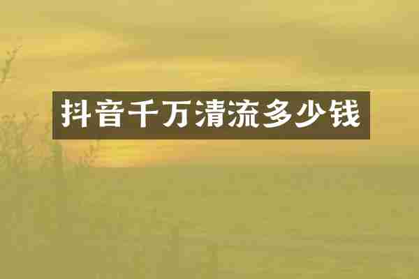 抖音千万清流多少钱
