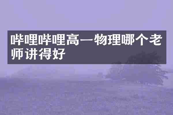 哔哩哔哩高一物理哪个老师讲得好