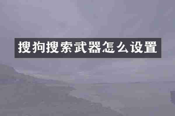 搜狗搜索武器怎么设置