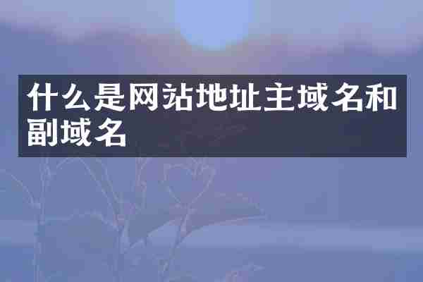什么是网站地址主域名和副域名
