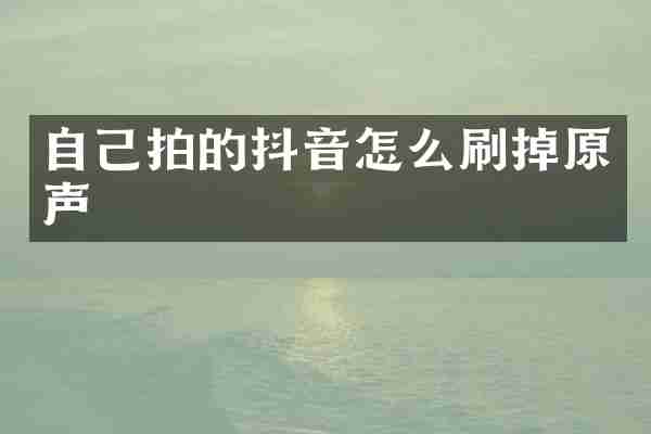 自己拍的抖音怎么刷掉原声