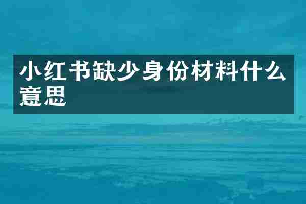小红书缺少身份材料什么意思