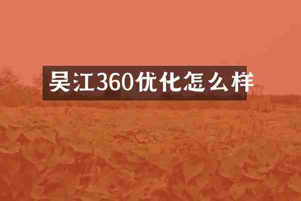吴江360优化怎么样