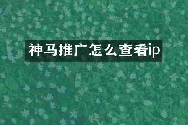神马推广怎么查看ip