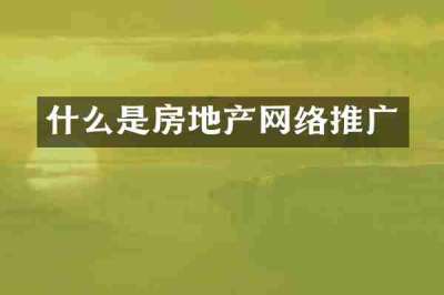 什么是房地产网络推广