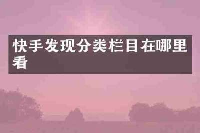 快手发现分类栏目在哪里看