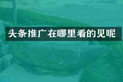 头条推广在哪里看的见呢