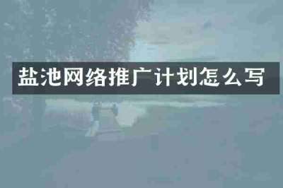 盐池网络推广计划怎么写