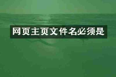 网页主页文件名必须是