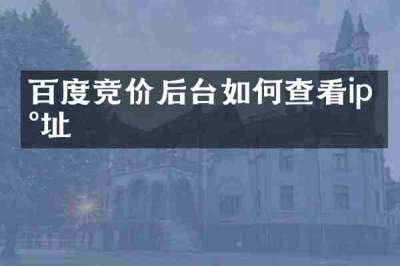 百度竞价后台如何查看ip地址