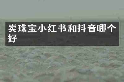 卖珠宝小红书和抖音哪个好