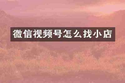 微信视频号怎么找小店