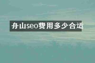 舟山seo费用多少合适