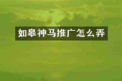 如皋神马推广怎么弄