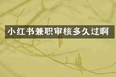 小红书兼职审核多久过啊