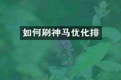 如何刷神马优化排