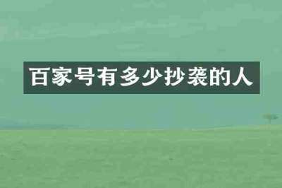 百家号有多少抄袭的人