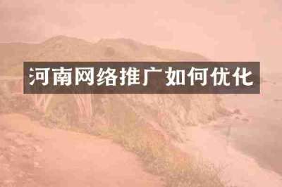 河南网络推广如何优化